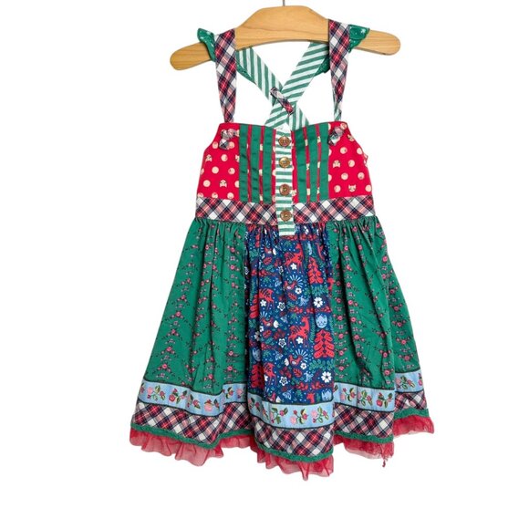 Matilda Jane Girls Holiday Pinnie Size 4 Red/Green/Blue Cotton Blend Adjustable - Picture 1 of 6